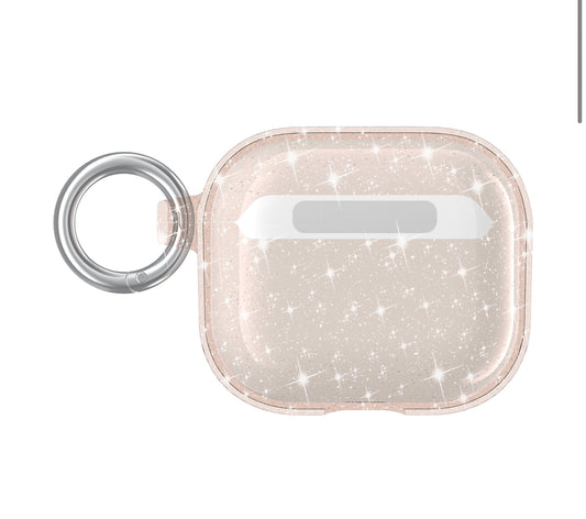 For AirPods Pro Glitter Shimmer Transparent Hybrid Case Cover - Gold
