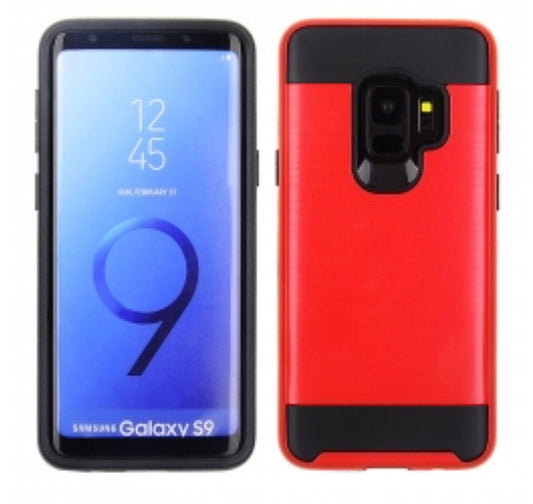 Samsung Galaxy S9 - Black Metallic Cover With Black TPU Skin Slim Cellphone Case