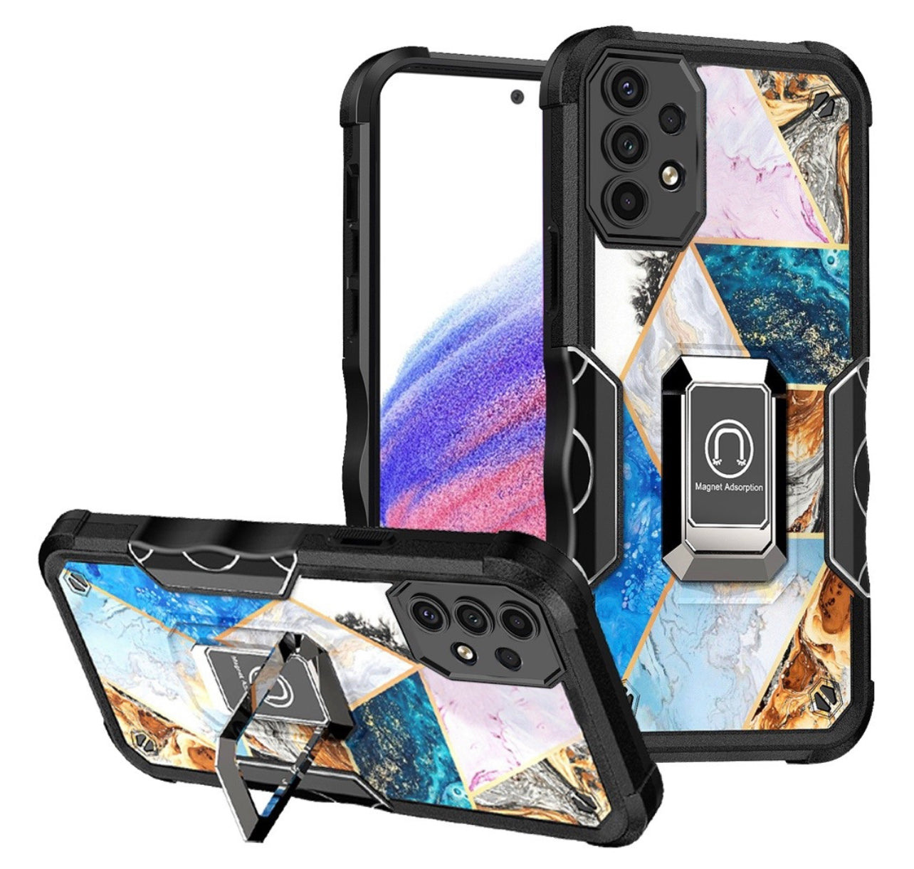 Samsung A53 5G Stellar Hybrid IMD Design Ring Stand Cover Case