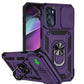 Apple iPhone 14 Plus 6.7" - Well Protective Magentic Ring Stand Camera Protective Cover Case - Purple