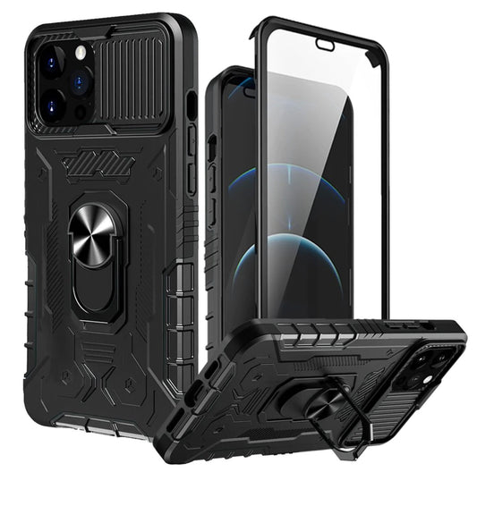 iPhone 13 Pro Max Defense 360 Camera & Tempered with Magnetic Ring Stand Hybrid Case Cover