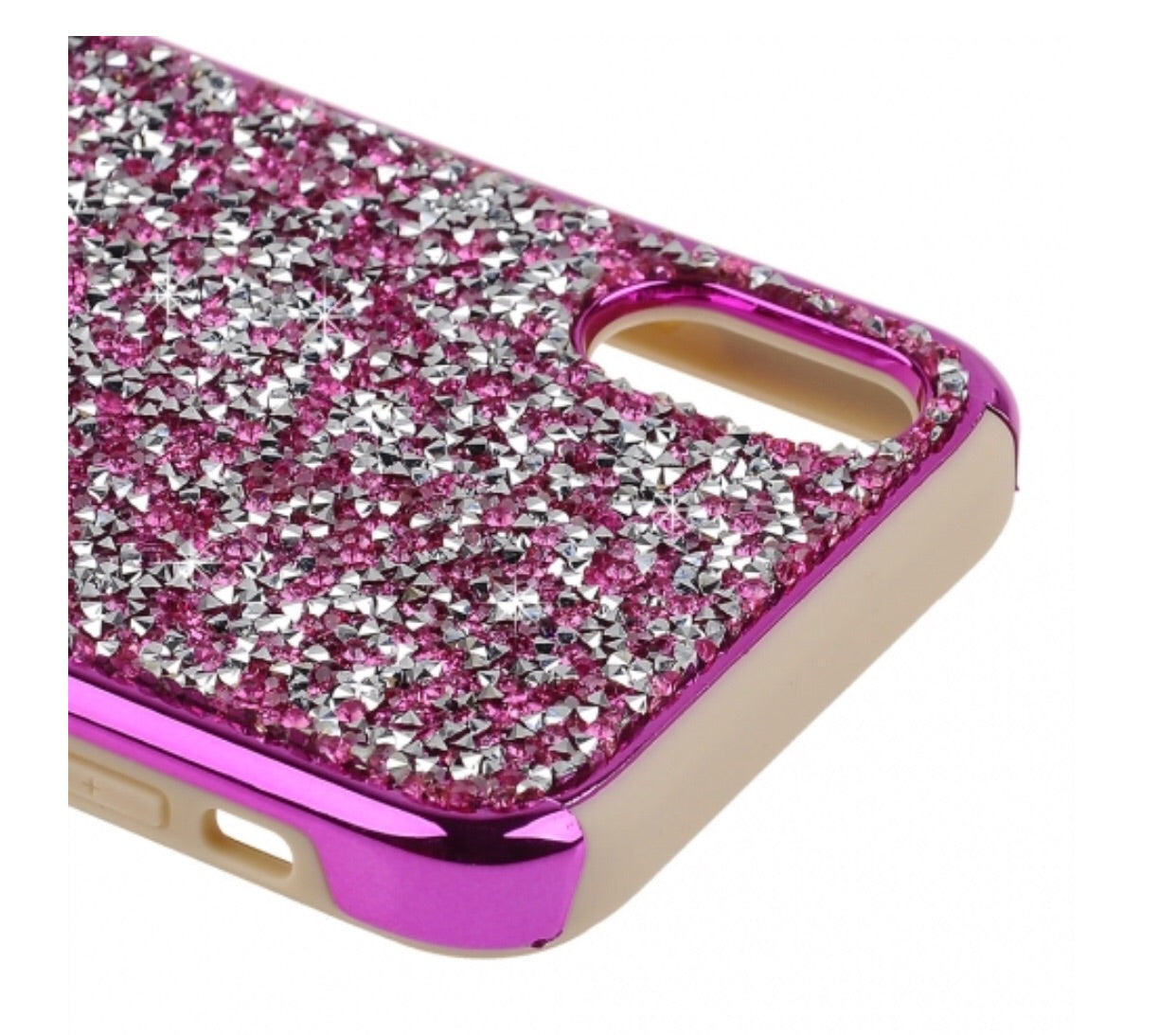 PHONE X/XS - HOT PINK ROCK CRYSTAL STUDDED BLING CASE