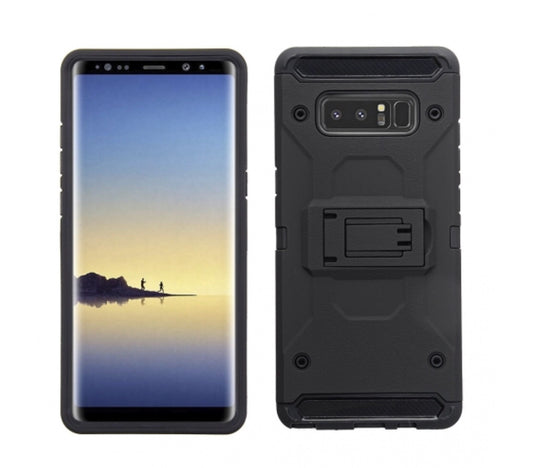 SAMSUNG GALAXY NOTE 8 - BLACK COLORED HORIZONTAL HARD BACK KICKSTAND CASE