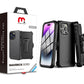 MyBat Pro Antimicrobial Maverick Series Case with Holster and Tempered Glass for Apple iPhone 14 Pro Max (6.7) - Black / Black