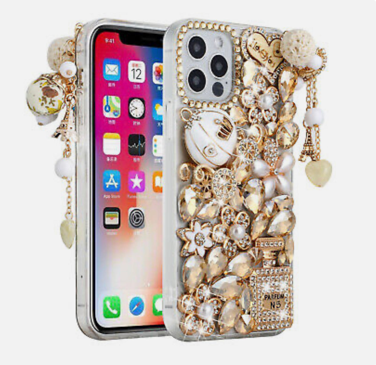 iPhone 13 Pro Max Diamond with Ornaments Case Cover