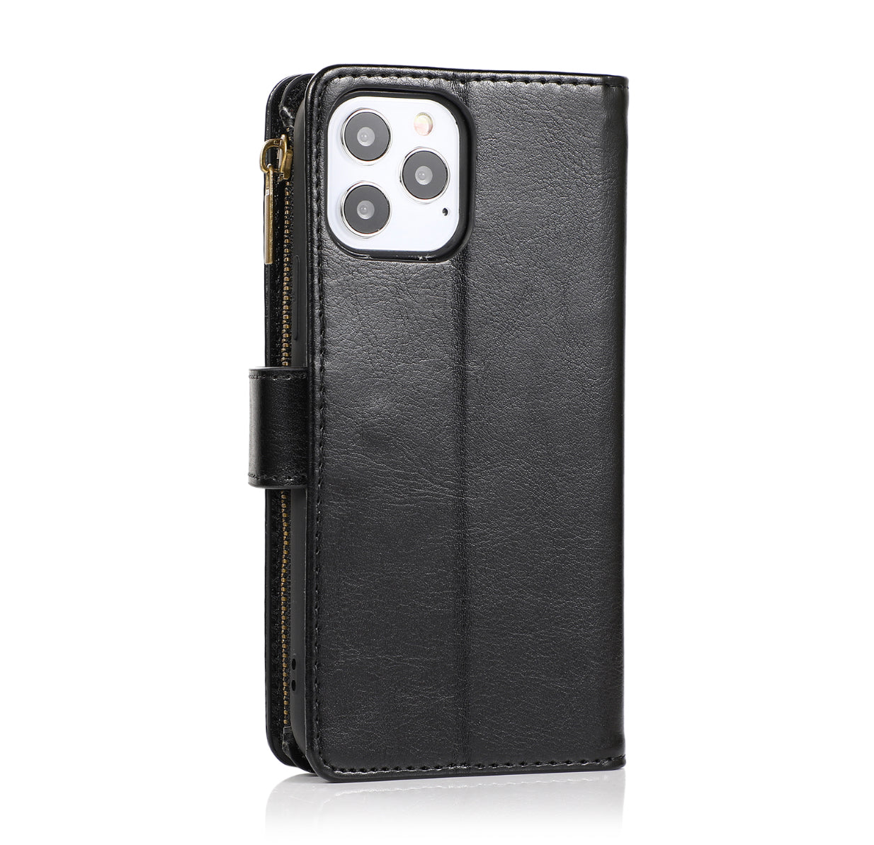 Samsung A14 5G Luxury Wallet Card ID Zipper Money Holder Case Cover - Black
