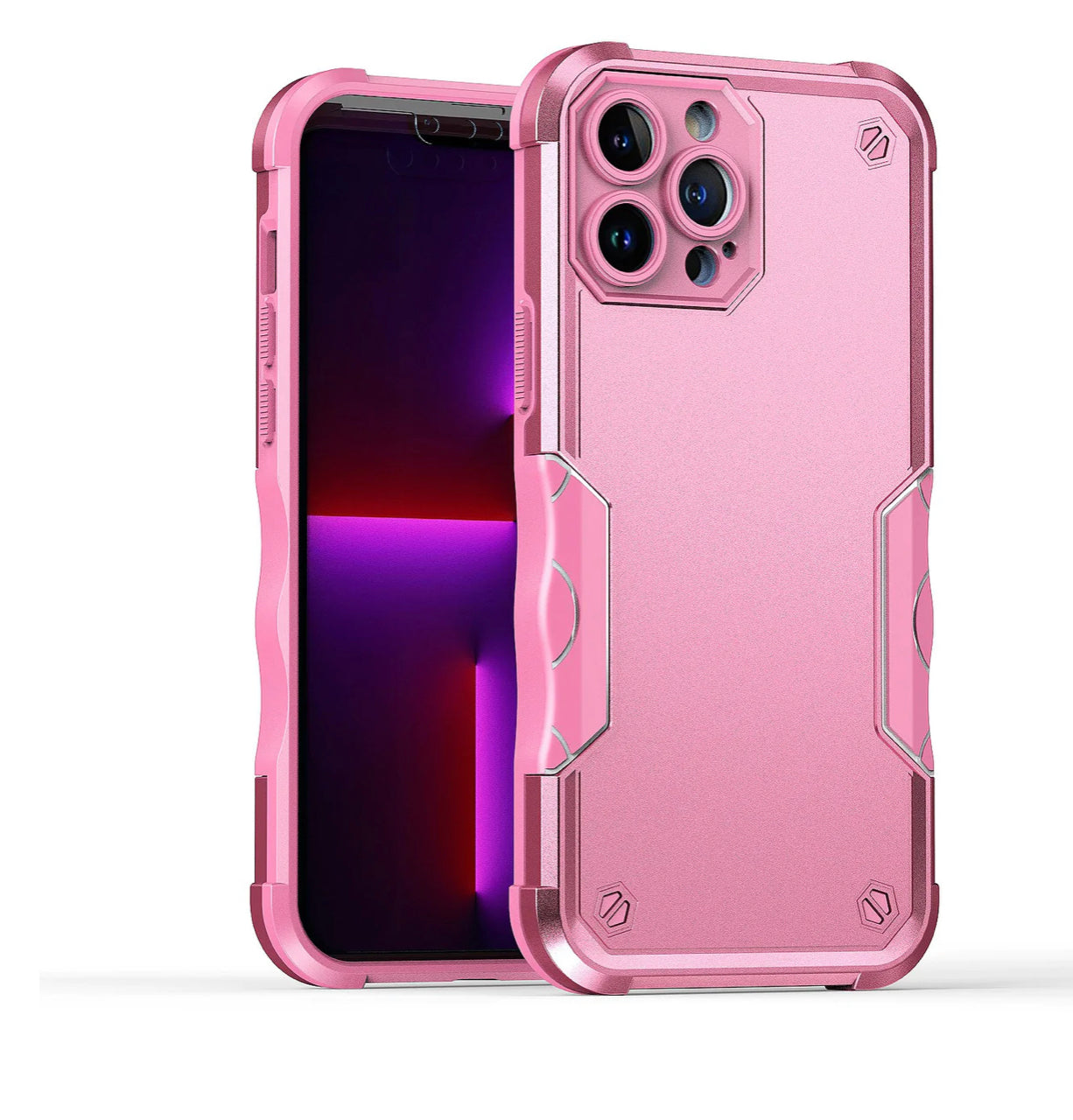 iPhone 14 PRO MAX 6.7" Exquisite Tough Shockproof Case Cover- Pink