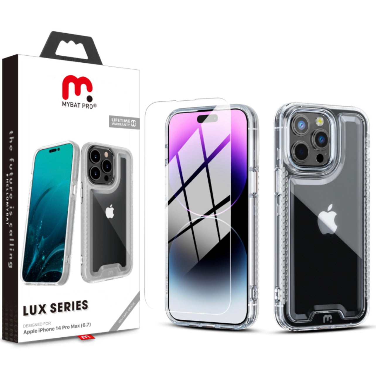 MyBat Pro Lux Series Case with Tempered Glass for Apple iPhone 14 Pro Max (6.7) - Clear