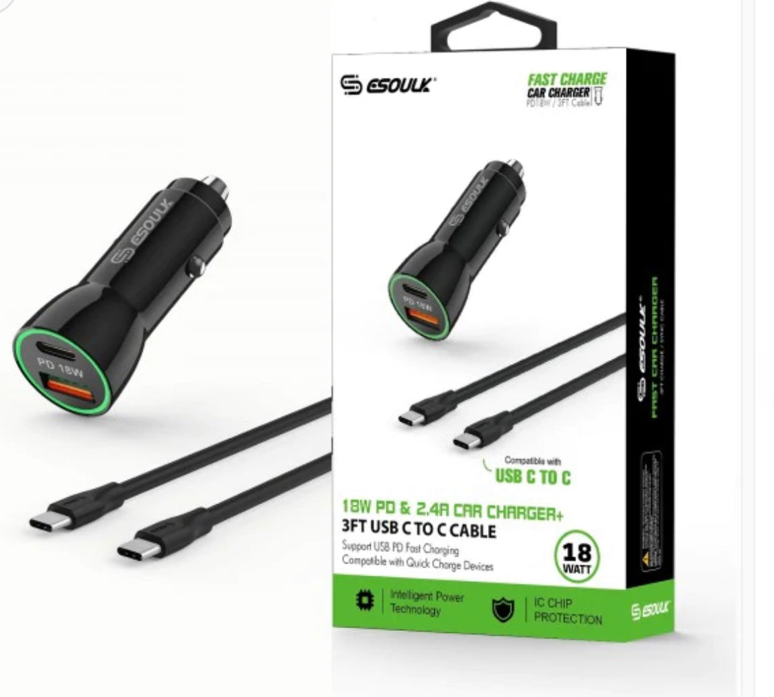 Dual Port USB C to USB C Car Charger