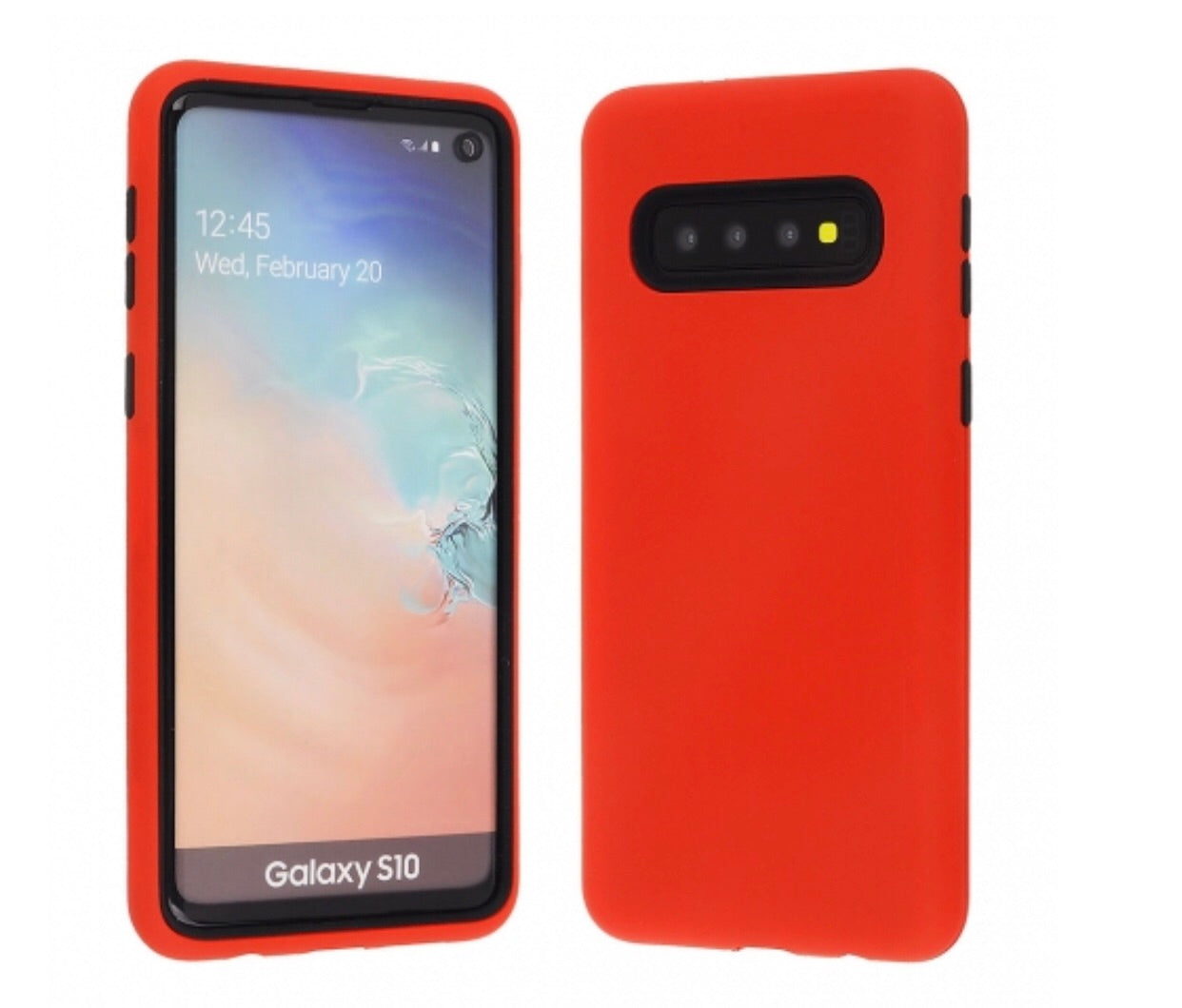 Samsung Galaxy S10 - Red Hard Plastic Cover with Black Soft Silicone Skin