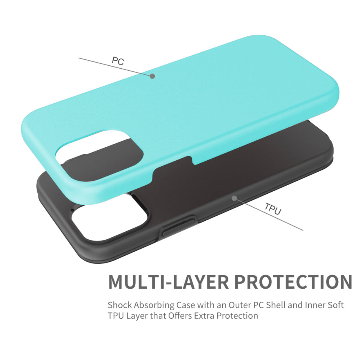 IPHONE 12/PRO (6.1) DUAL HYBRID CASE - TEAL