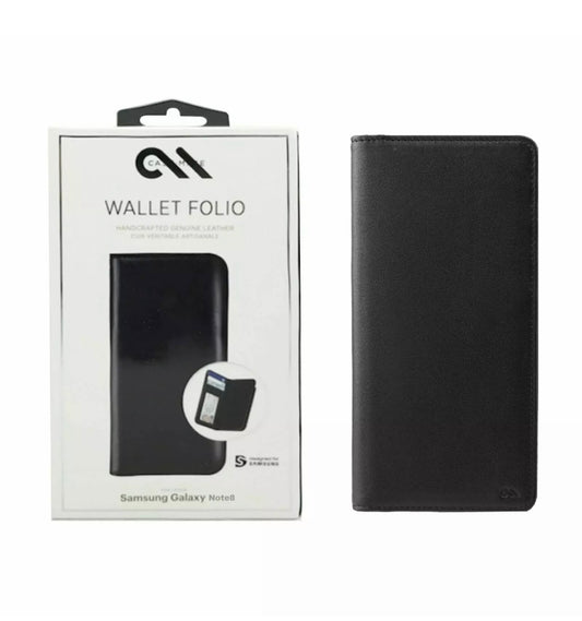 Leather Folio Wallet for Samsung Galaxy Note 8 - Black