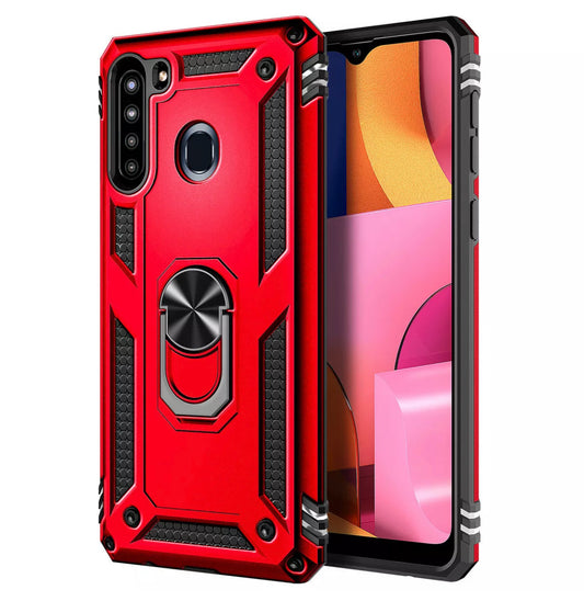 Hybrid Case W/ Ring Stand & Magnetic Back- RED / BLACK