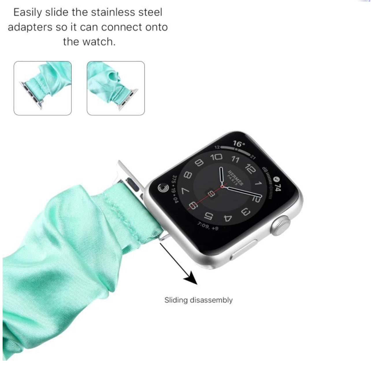 SCRUNCHIE WATCHBAND FOR APPLE WATCH 42MM / 44MM - GREEN