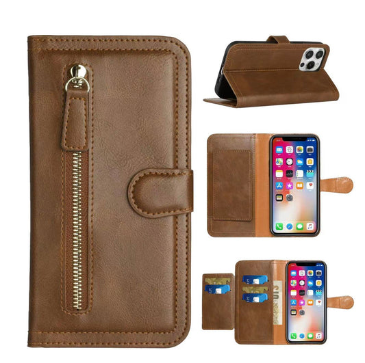 iPhone 14 PRO 6.1" Premium Wallet MultiCard Holder Money Zipper With Magnetic Flap