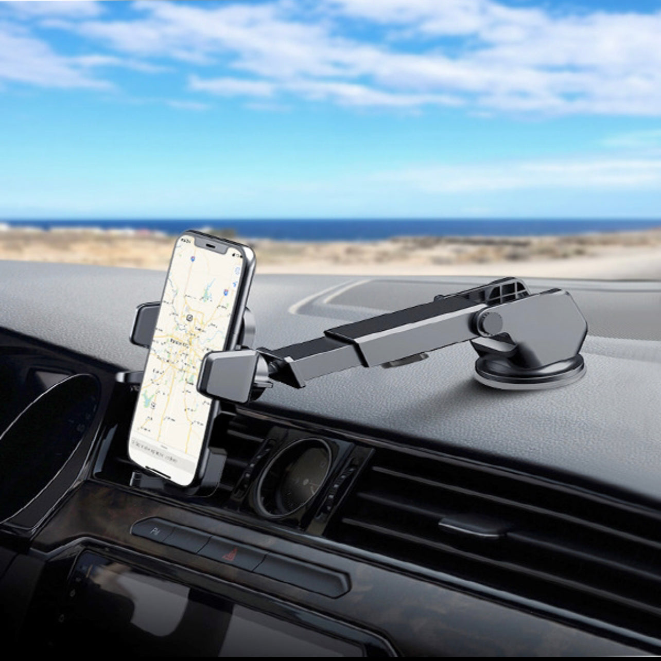 Universal Phone Retractable Car Holder - Black