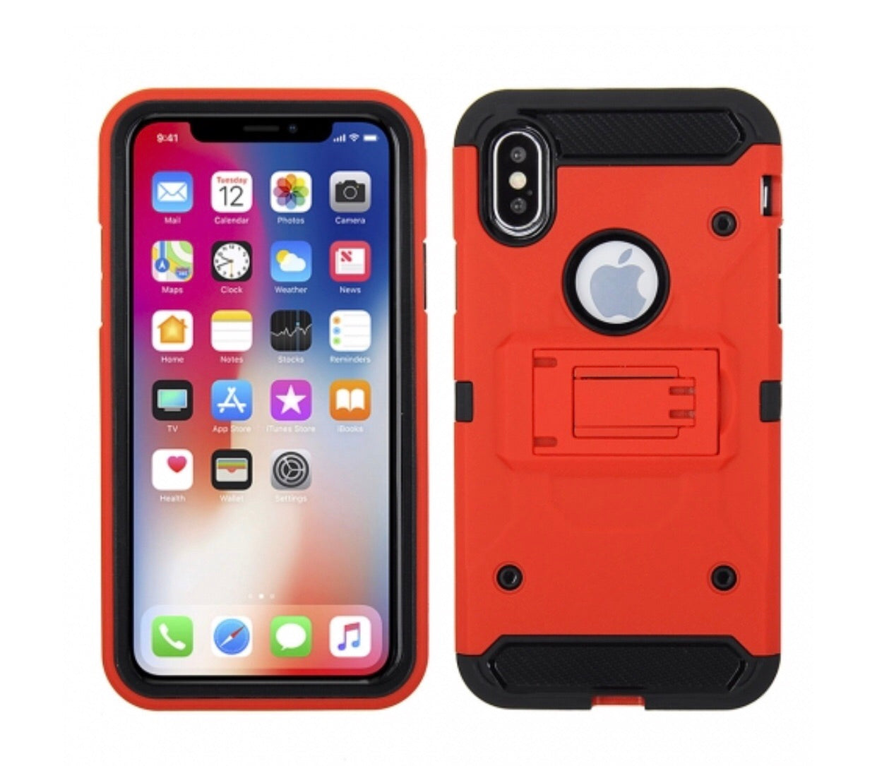 iPhone X/XS hybrid kickstand case- Red