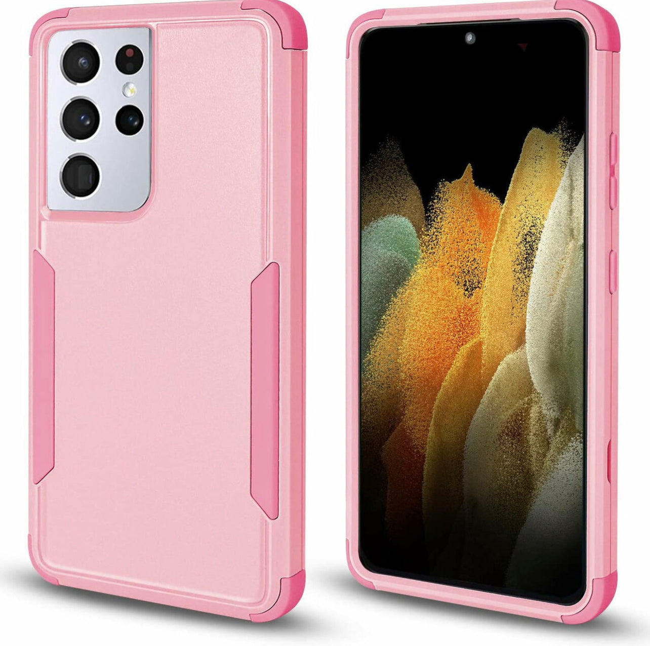 Military Grade Hybrid Armor Case for Samsung Galaxy S21 Ultra 5G-Pink