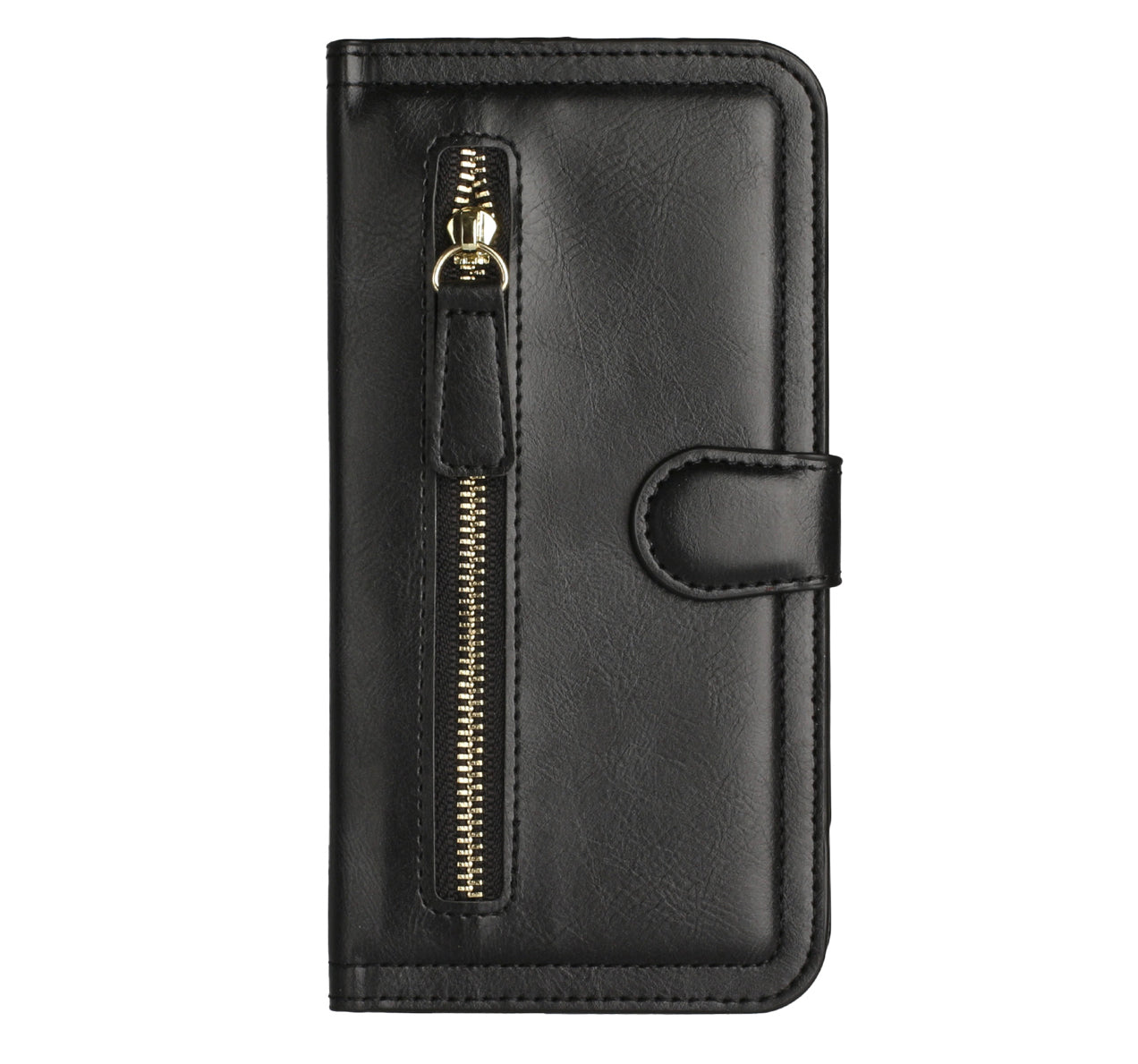 iPhone 14 6.1" Premium Wallet MultiCard Holder Money Zipper With Magnetic Flap - Black