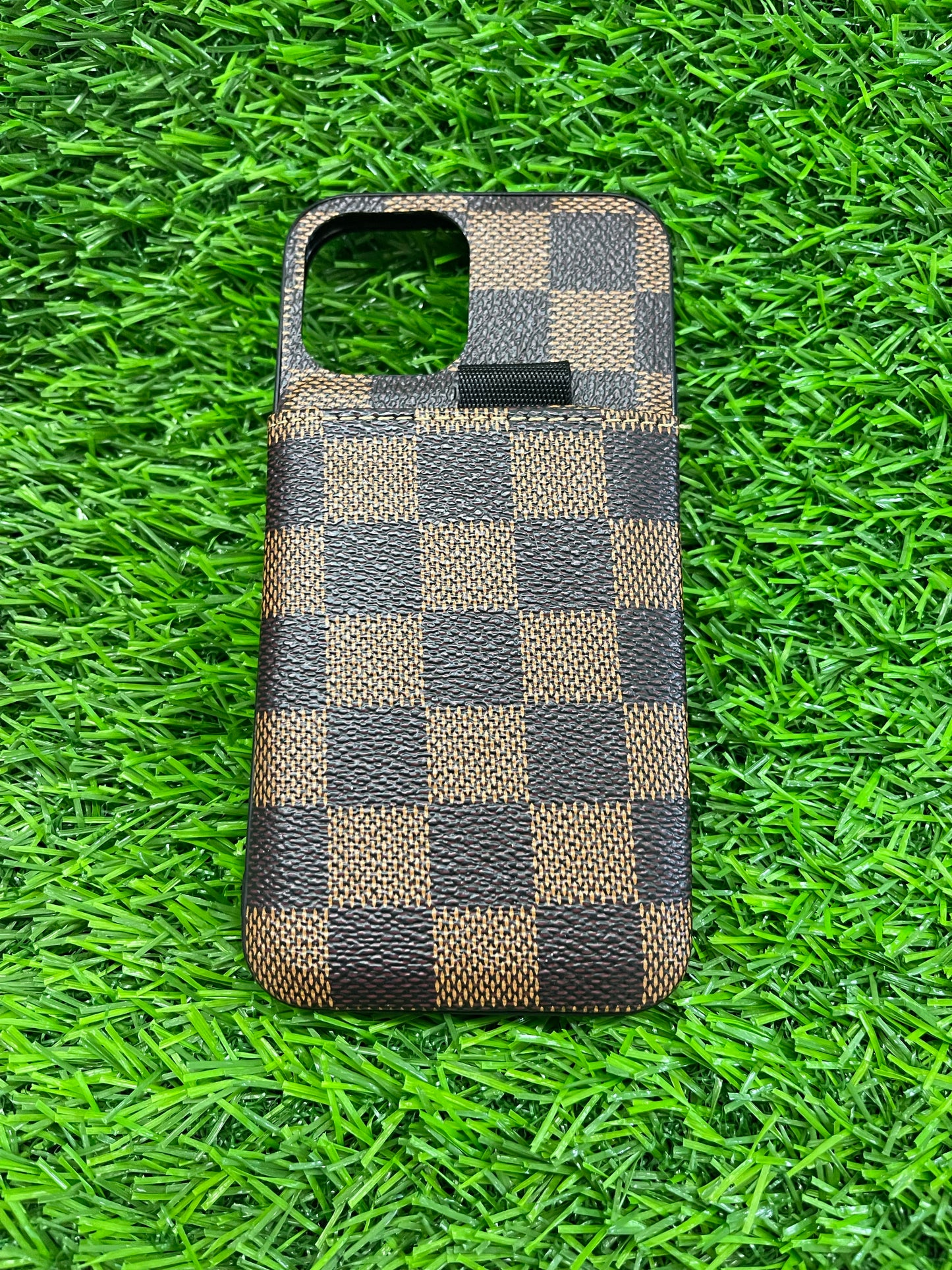 iPhone 12/Pro Checkered Card Holder Case
