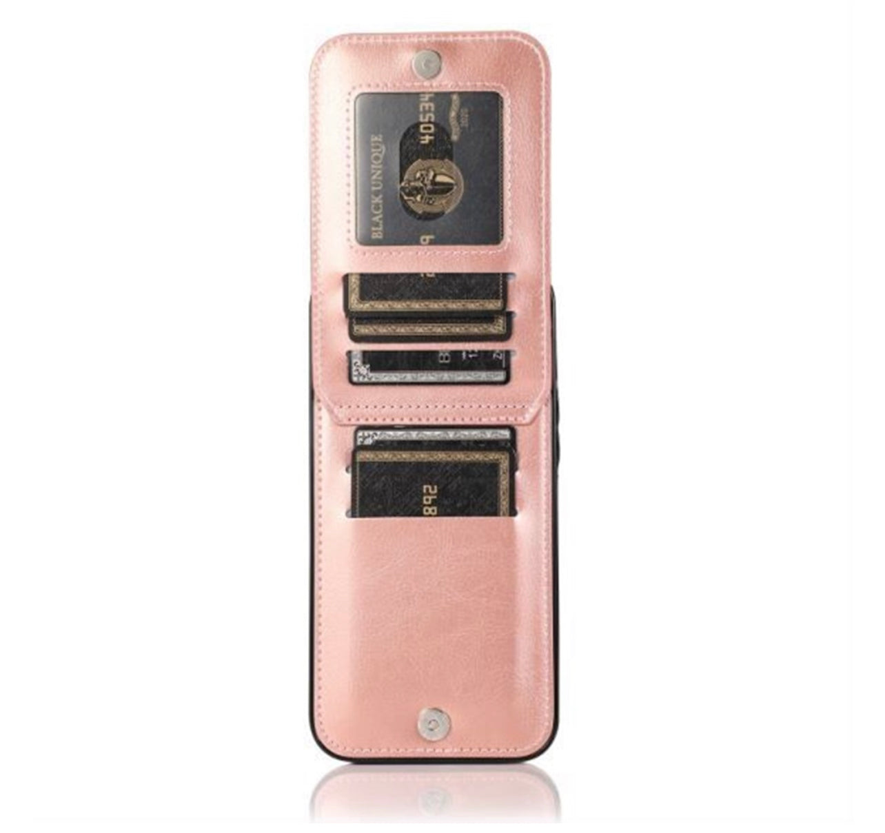 For iPhone 13 Pro Max Luxury Vertical Magnetic Button Card ID Holder PU Leather Case Cover