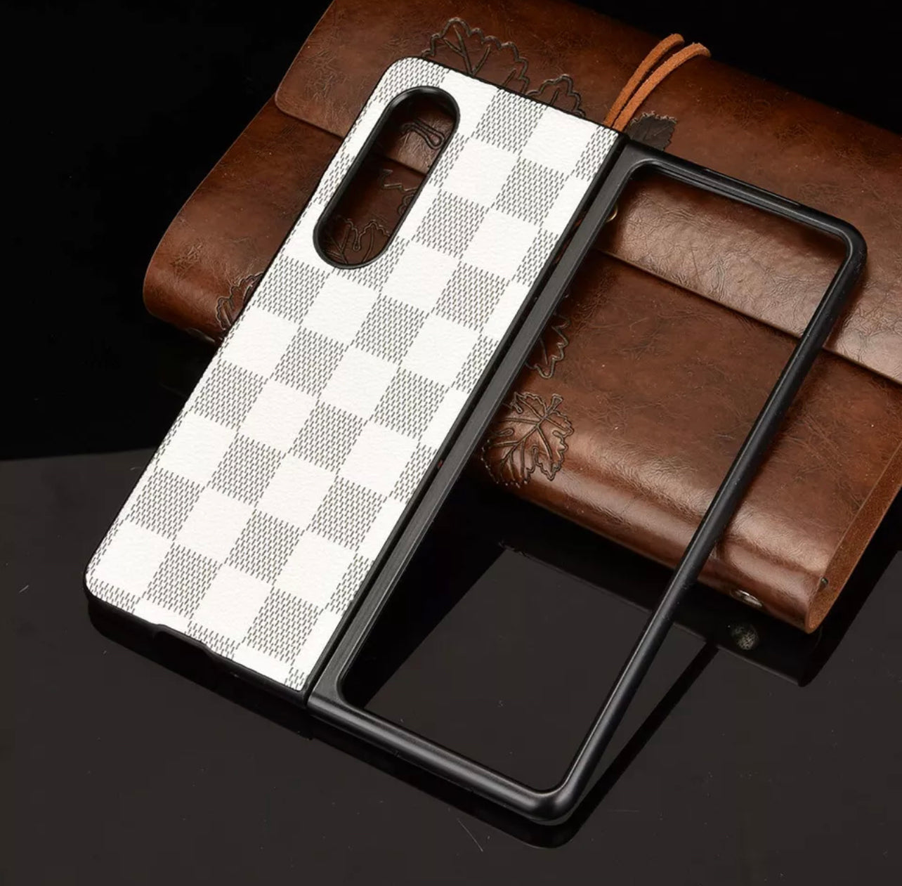 Samsung Galaxy Z Fold 3 5G Slim Luxury Plaid PU Leather Phone Case Cover
