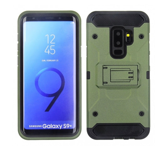 Samsung Galaxy S9 Plus - Army Green Colored Horizontal Hard Back Kickstand Case
