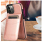 For iPhone 13 Pro Max Luxury Vertical Magnetic Button Card ID Holder PU Leather Case Cover
