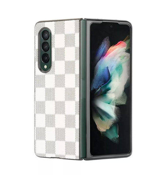 Samsung Galaxy Z Fold 3 5G Slim Luxury Plaid PU Leather Phone Case Cover