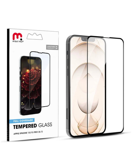 FULL COVERAGE TEMPERED GLASS SCREEN PROTECTOR FOR APPLE IPHONE 13 (6.1) / 13 PRO (6.1) - BLACK