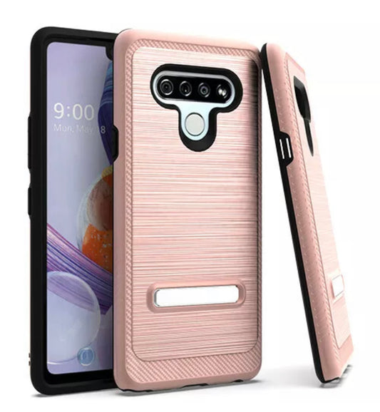 LG Stylo 6 Metallic Brushed Kickstand Hybrid Case
