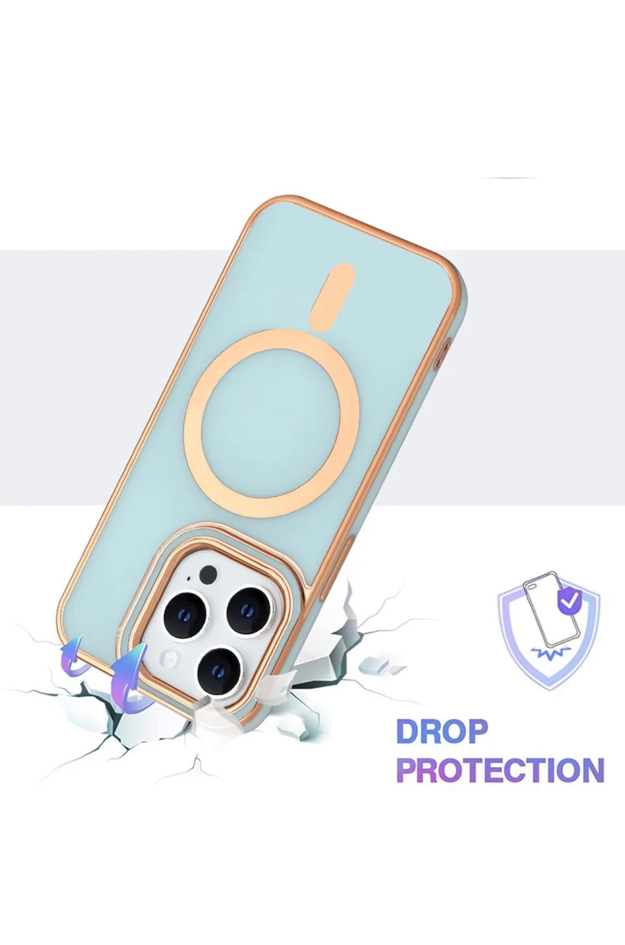 For Apple iPhone 14 Pro Max - TPU Impact Rugged MagSafe Cover Case w/Gold Bumper