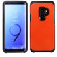 Samsung Galaxy S9 - Solid Red Honey Leather Back Cover on Black TPU Skin
