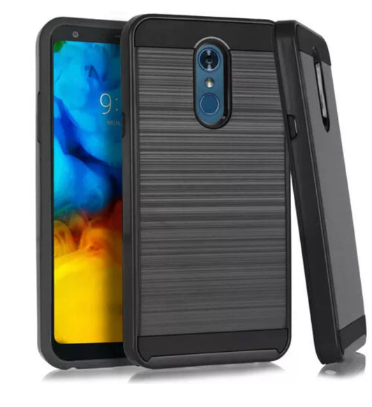 LG Stylo 5 Metallic Brushed Hybrid Case-Black