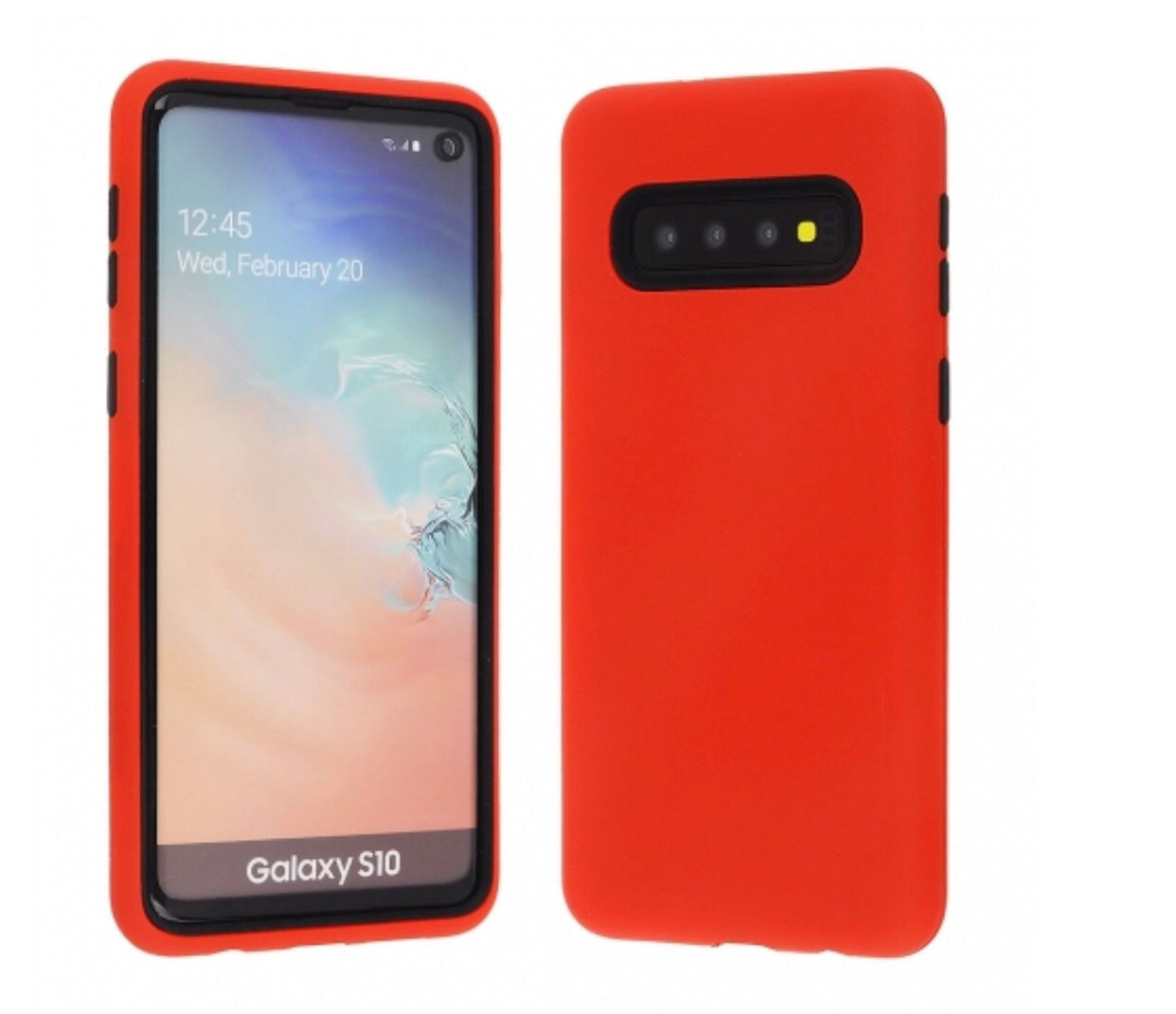 Samsung Galaxy S10 - Red Hard Plastic Cover with Black Soft Silicone Skin