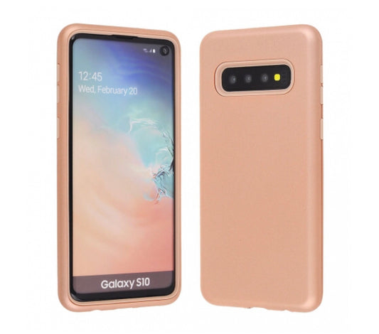 Samsung Galaxy S10 - Rose Gold Hard Plastic Cover with Rose Gold Soft Silicone Skin