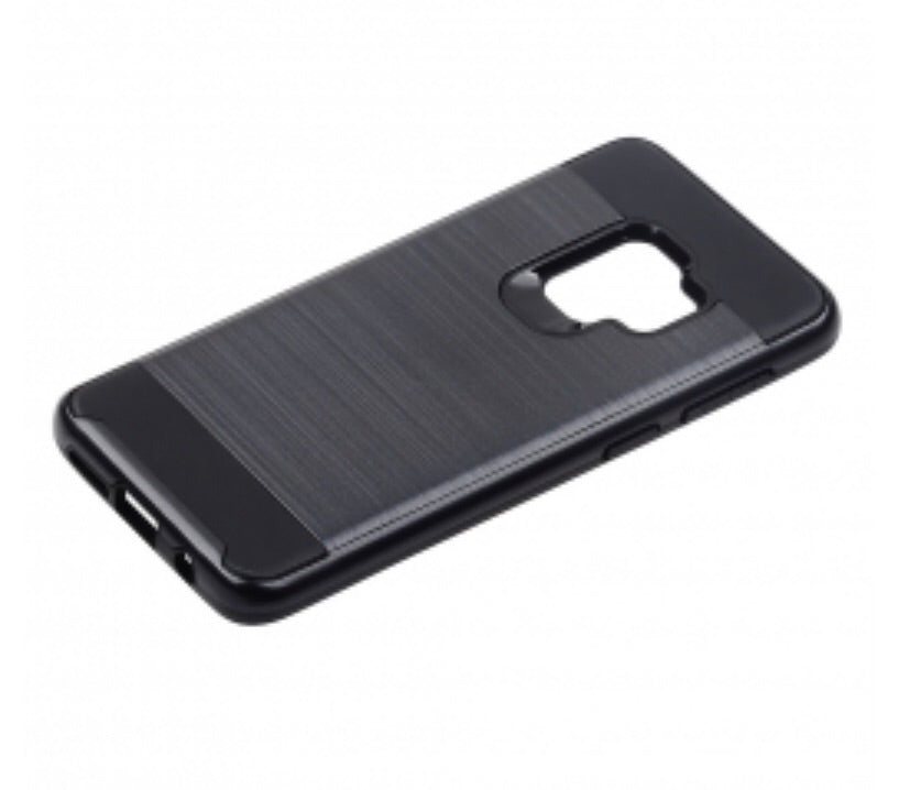 Samsung Galaxy S9 - Black Metallic Cover With Black TPU Skin Slim Cellphone Case