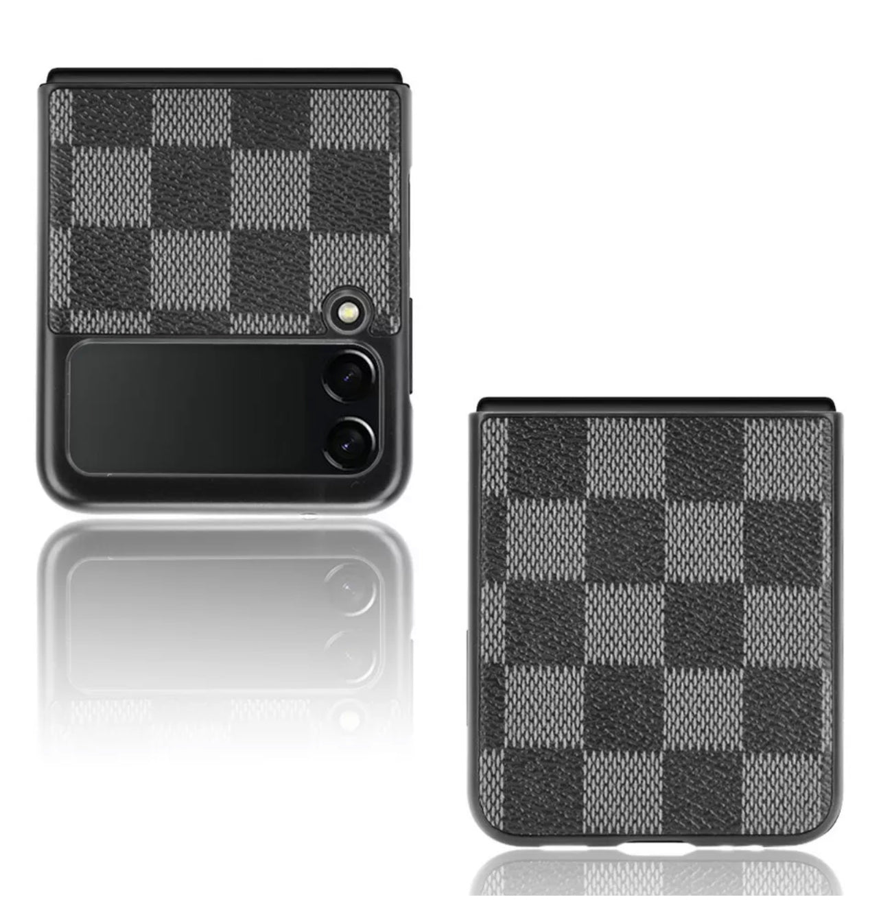 Samsung Galaxy Z Flip 3 5G Slim Folding Plaid PU Leather Case