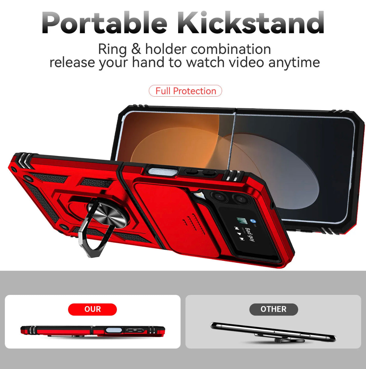 Samsung Galaxy Z Flip 4 Magnetic Kickstand Case W/ Camera Cover