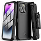 MyBat Pro Antimicrobial Maverick Series Case with Holster and Tempered Glass for Apple iPhone 14 Pro Max (6.7) - Black / Black