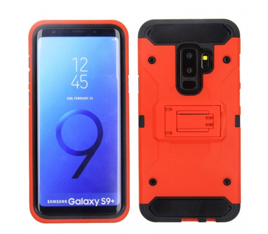 Samsung Galaxy S9 Plus - Red Colored Horizontal Hard Back Kickstand Case
