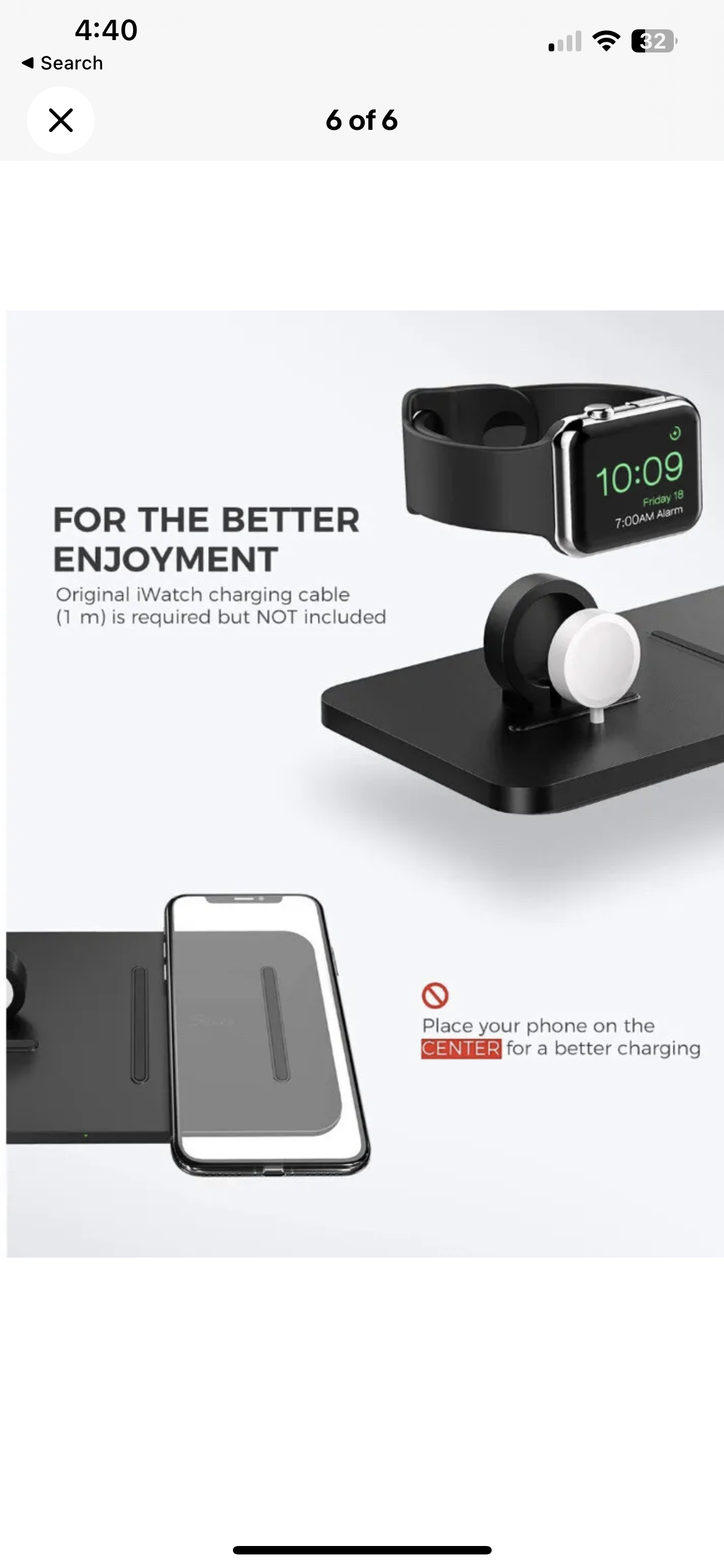 Seneo 2 in1 7.5W Fast Wireless Charger Charging Pad Stand For Apple Watch iPhone