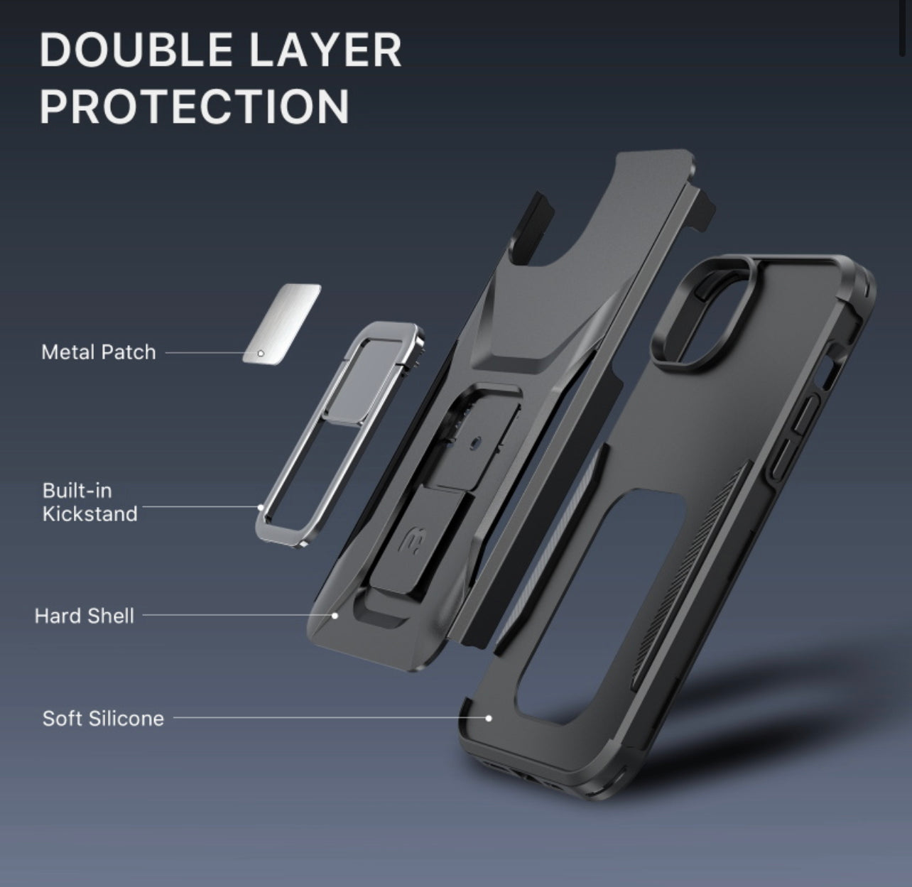 MyBat Pro Antimicrobial Stealth Series (with Stand) for Apple iPhone 14 (6.1) - Black / Black
