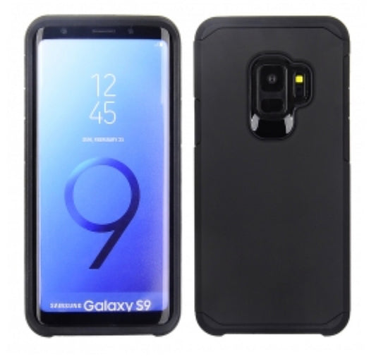 Samsung Galaxy S9 - Solid Black Honey Leather Back Cover on Black TPU Skin