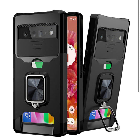 Google Pixel 6 Pro Card Holder Case W/ Magnetic Ring Stand