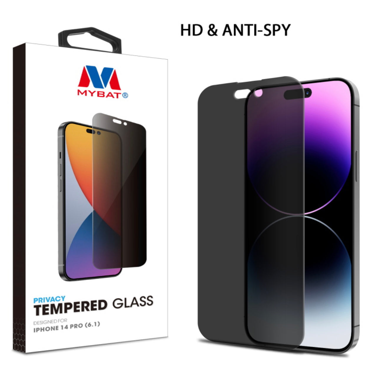 MyBat Privacy Tempered Glass Screen Protector (2.5D) for Apple iPhone 14 Pro (6.1)