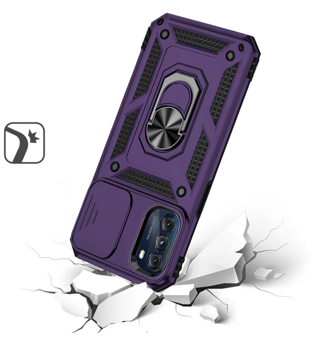 Apple iPhone 14 Plus 6.7" - Well Protective Magentic Ring Stand Camera Protective Cover Case - Purple