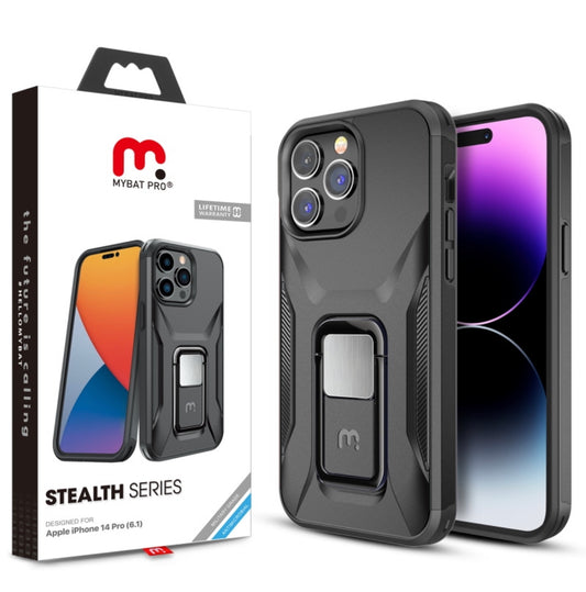 MyBat Pro Antimicrobial Stealth Series (with Stand) for Apple iPhone 14 Pro (6.1) - Black / Black