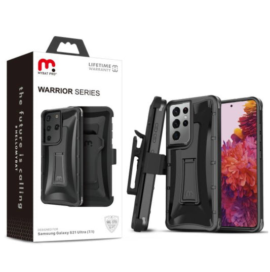 MYBAT PRO WARRIOR SERIES HYBRID COMBO CASE FOR SAMSUNG GALAXY S21 ULTRA - BLACK