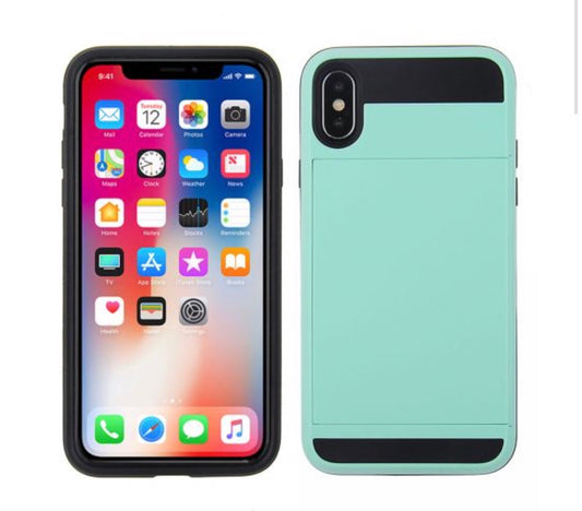 iPhone X/XS credit card holder case- Tiffany Blue